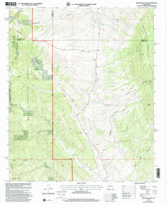 Classic USGS Iron Mountain New Mexico 7.5'x7.5' Topo Map Image