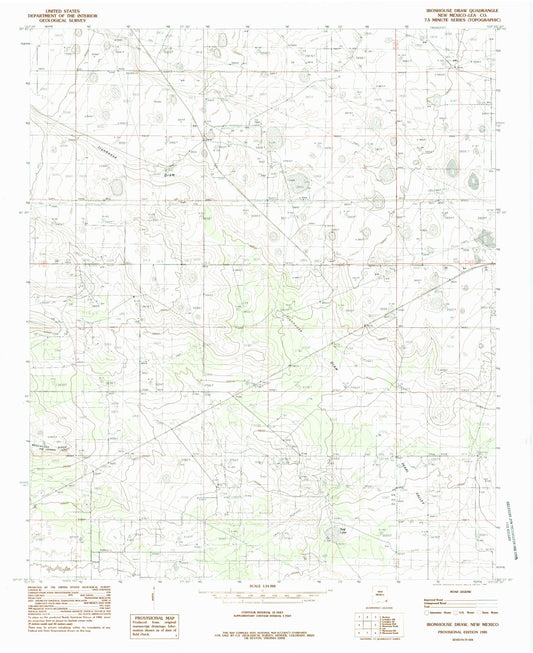 Classic USGS Ironhouse Draw New Mexico 7.5'x7.5' Topo Map Image
