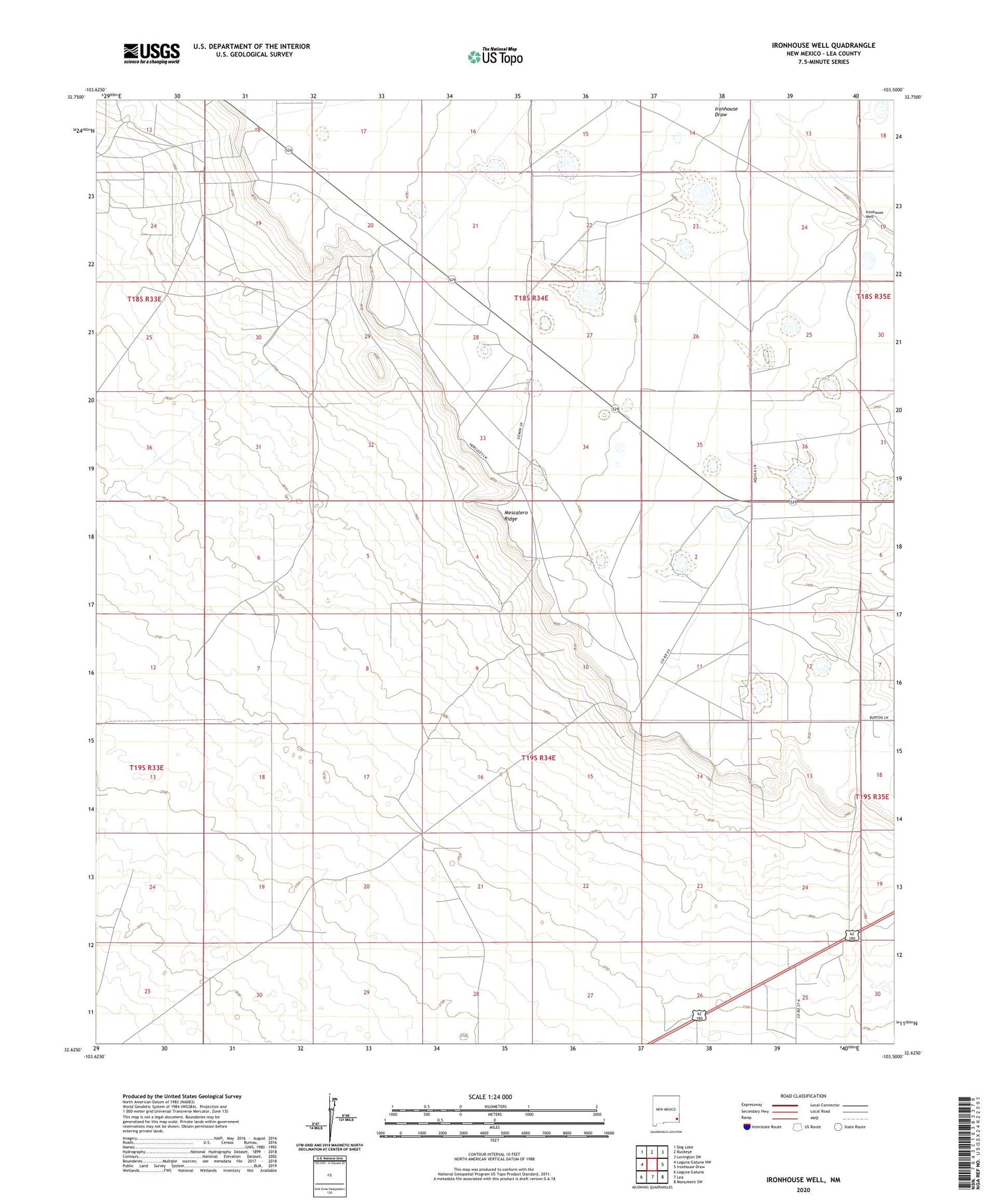 Ironhouse Well New Mexico US Topo Map Image