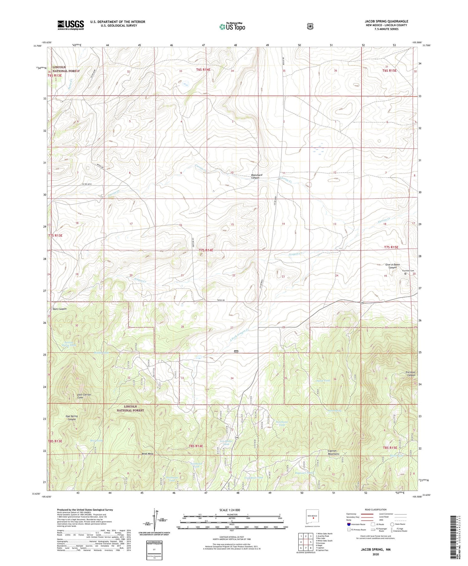 Jacob Spring New Mexico US Topo Map Image