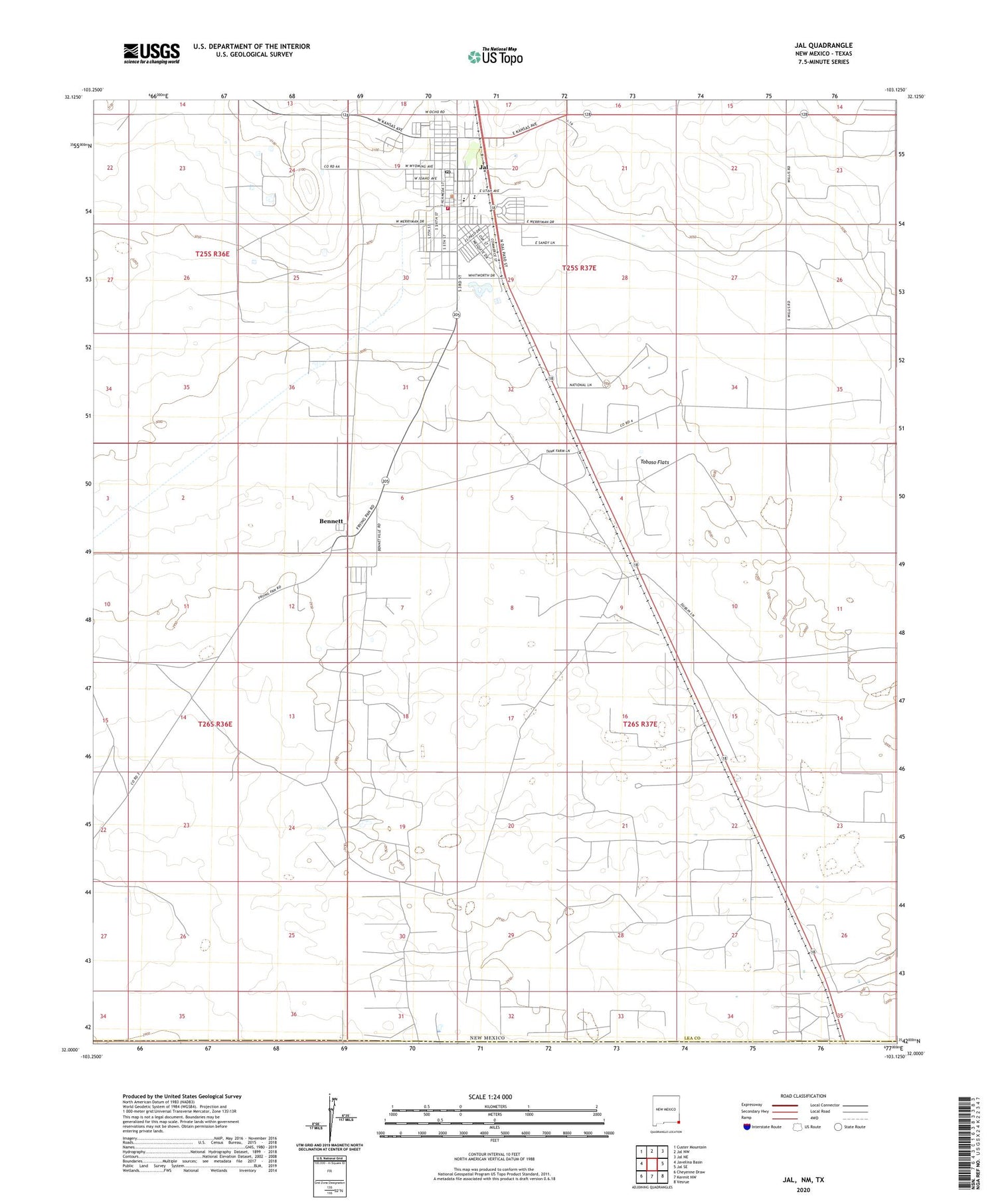 Jal New Mexico US Topo Map Image