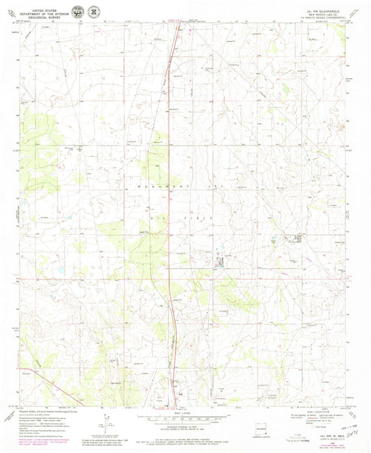 Classic USGS Jal NW New Mexico 7.5'x7.5' Topo Map Image