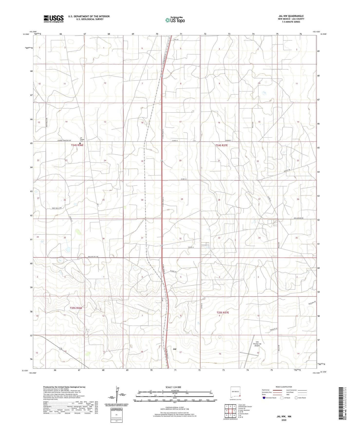 Jal NW New Mexico US Topo Map Image