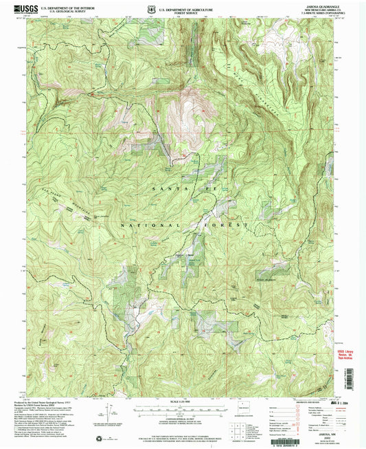 Classic USGS Jarosa New Mexico 7.5'x7.5' Topo Map Image