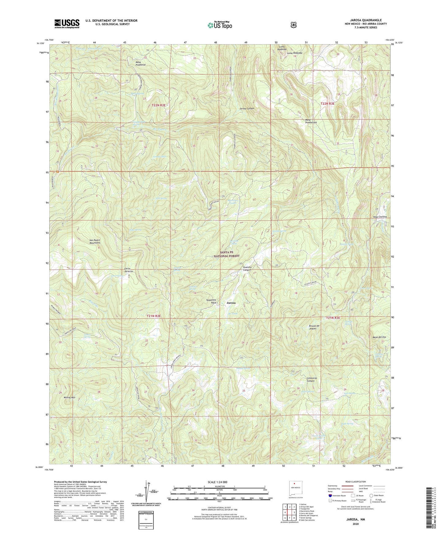 Jarosa New Mexico US Topo Map Image