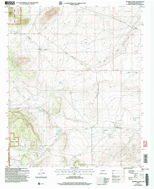 Classic USGS Jicarilla Peak New Mexico 7.5'x7.5' Topo Map Image