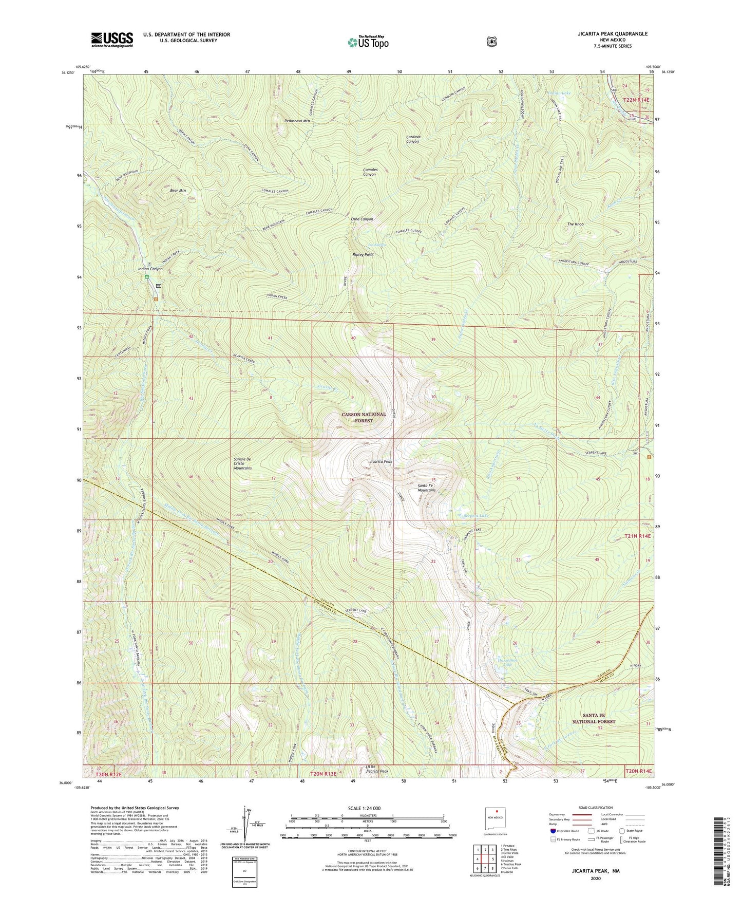 Jicarita Peak New Mexico US Topo Map Image