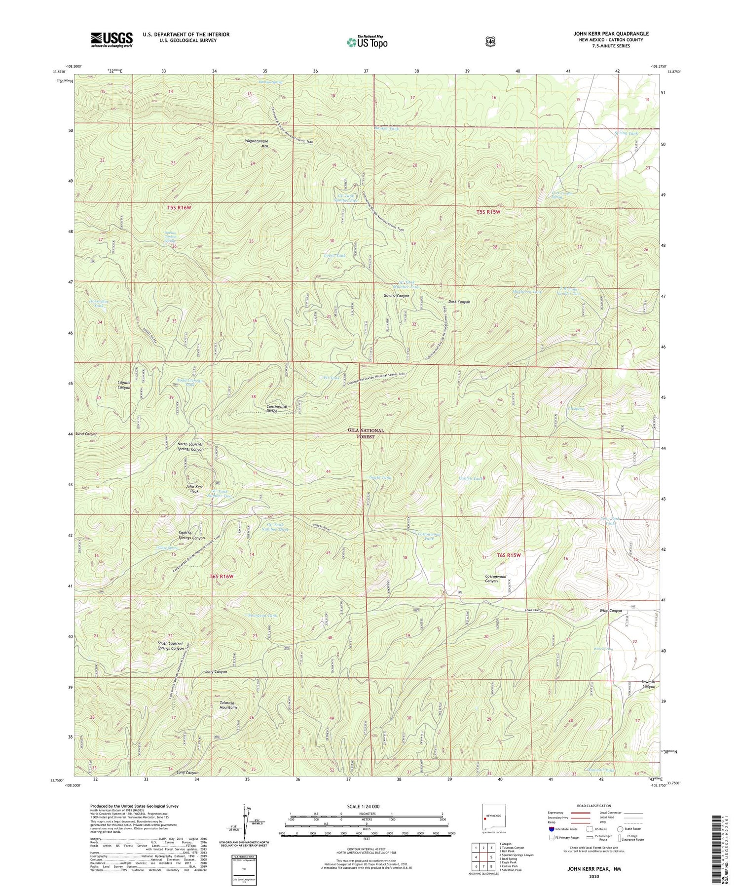 John Kerr Peak New Mexico US Topo Map Image