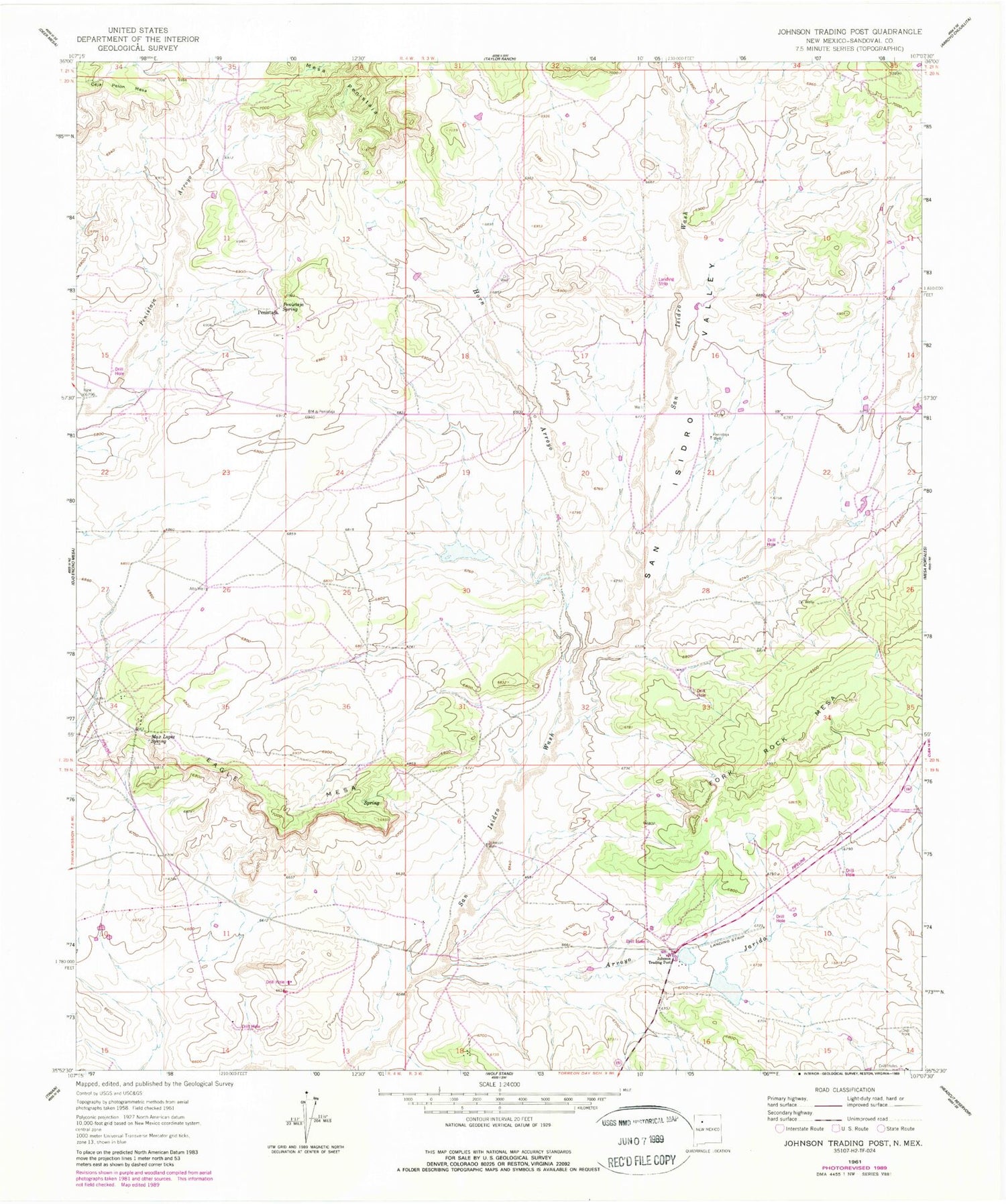 Classic USGS Johnson Ranch New Mexico 7.5'x7.5' Topo Map Image