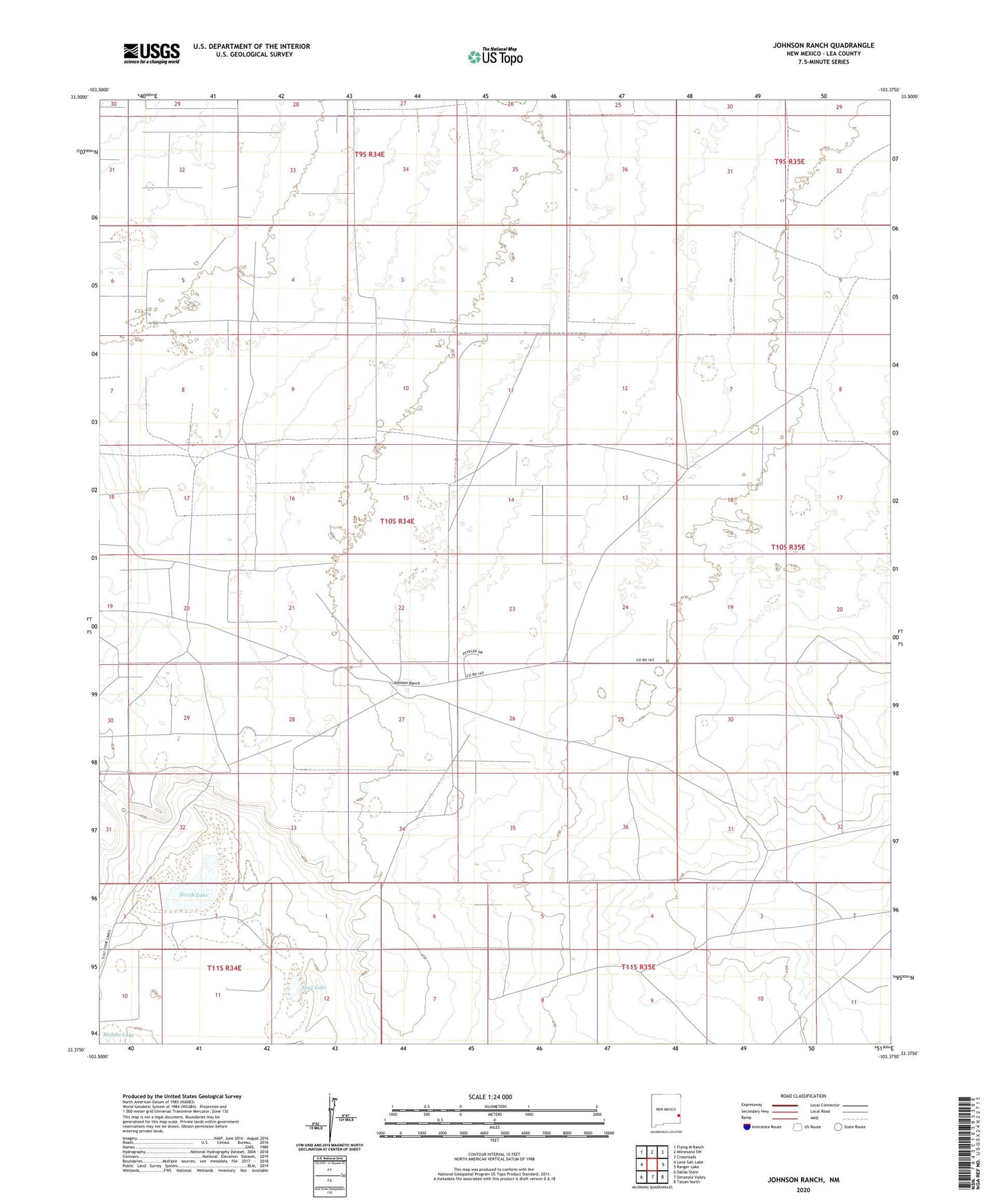 Johnson Ranch New Mexico US Topo Map Image