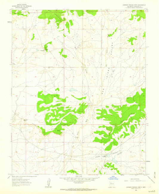 Classic USGS Johnson Trading Post New Mexico 7.5'x7.5' Topo Map Image