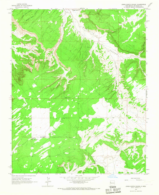 Classic USGS Jones Ranch School New Mexico 7.5'x7.5' Topo Map Image