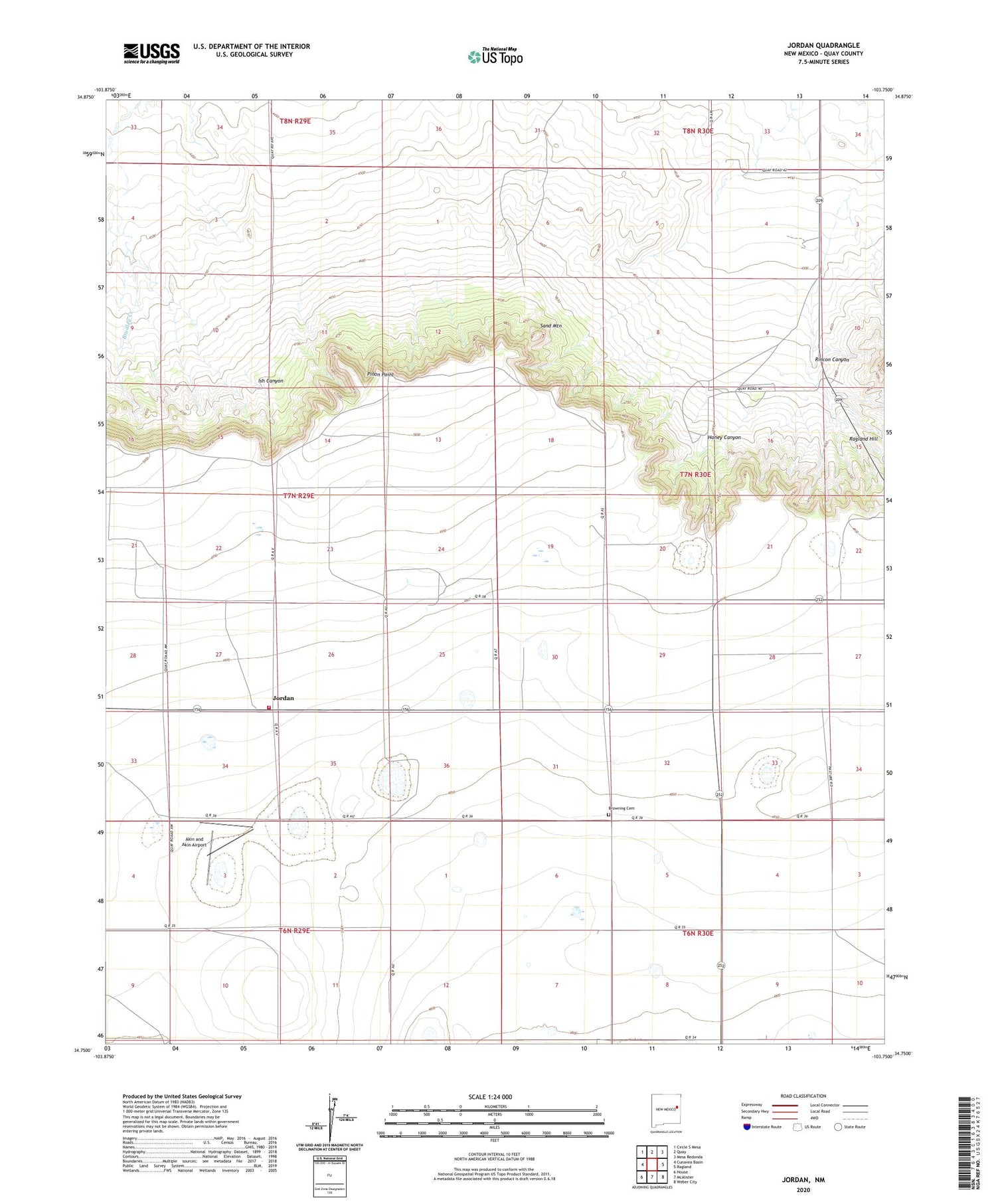 Jordan New Mexico US Topo Map Image