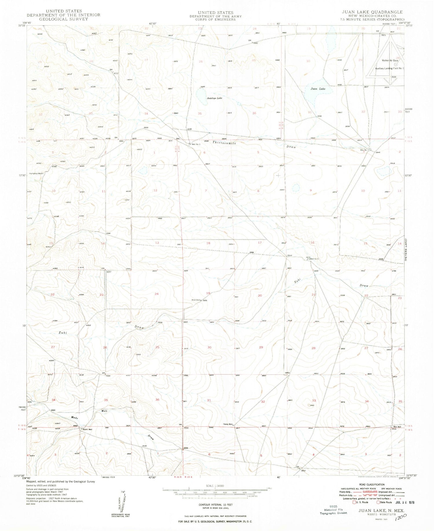 Classic USGS Juan Lake New Mexico 7.5'x7.5' Topo Map Image