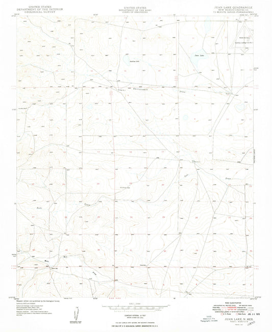 Classic USGS Juan Lake New Mexico 7.5'x7.5' Topo Map Image