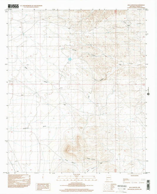 Classic USGS Jug Canyon New Mexico 7.5'x7.5' Topo Map Image