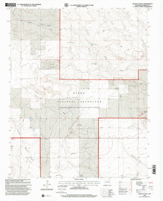 Classic USGS Kansas Valley New Mexico 7.5'x7.5' Topo Map Image