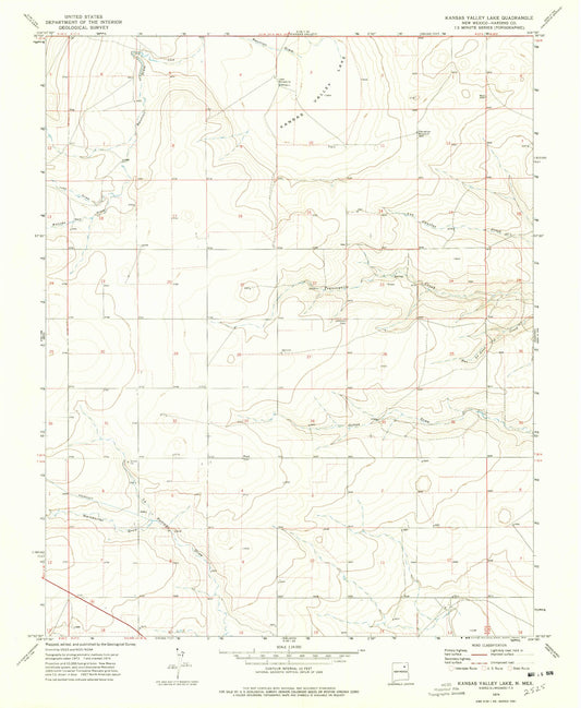 Classic USGS Kansas Valley Lake New Mexico 7.5'x7.5' Topo Map Image