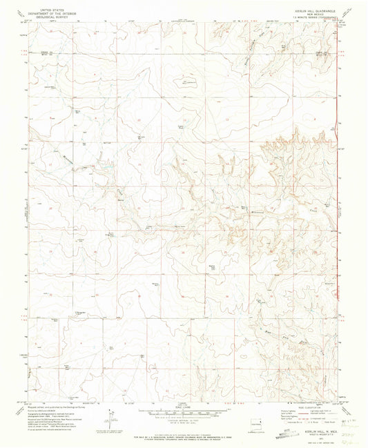 Classic USGS Kerlin Hill New Mexico 7.5'x7.5' Topo Map Image