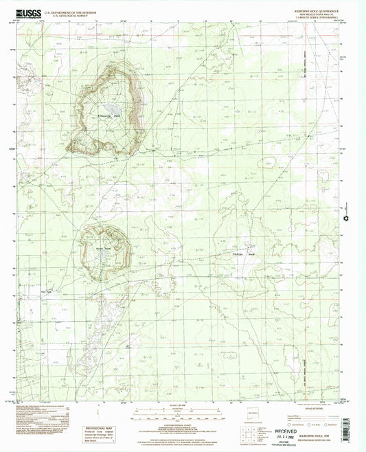 Classic USGS Kilbourne Hole New Mexico 7.5'x7.5' Topo Map Image