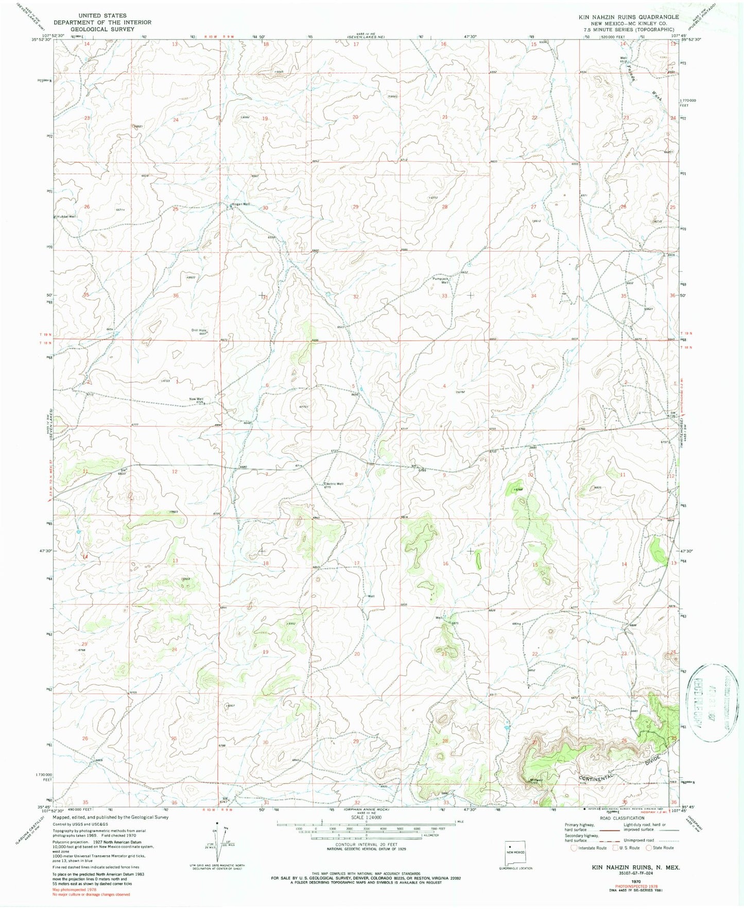 Classic USGS Seven Lakes SE New Mexico 7.5'x7.5' Topo Map Image
