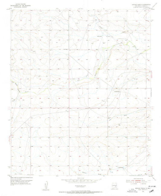 Classic USGS Kincaid Ranch New Mexico 7.5'x7.5' Topo Map Image