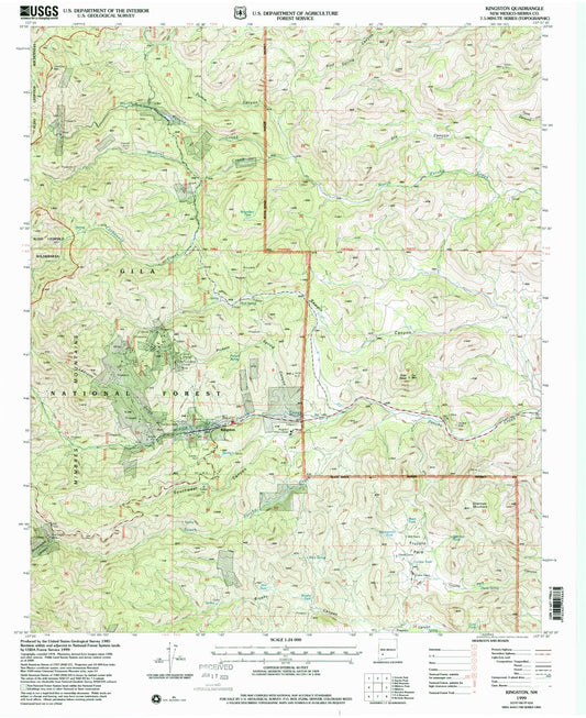 Classic USGS Kingston New Mexico 7.5'x7.5' Topo Map Image