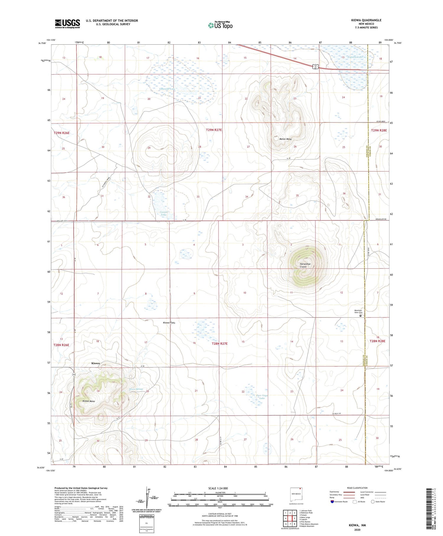 Kiowa New Mexico US Topo Map Image