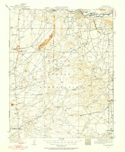 Historic 1928 Kirtland New Mexico 30'x30' Topo Map Image