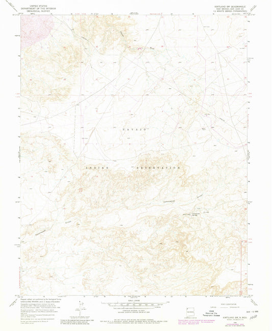 Classic USGS Kirtland SW New Mexico 7.5'x7.5' Topo Map Image