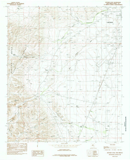 Classic USGS Kitchen Cove New Mexico 7.5'x7.5' Topo Map Image