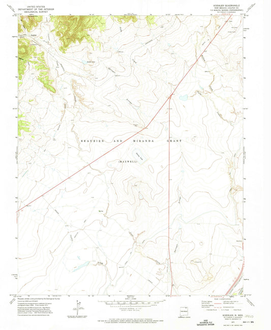 Classic USGS Koehler New Mexico 7.5'x7.5' Topo Map Image