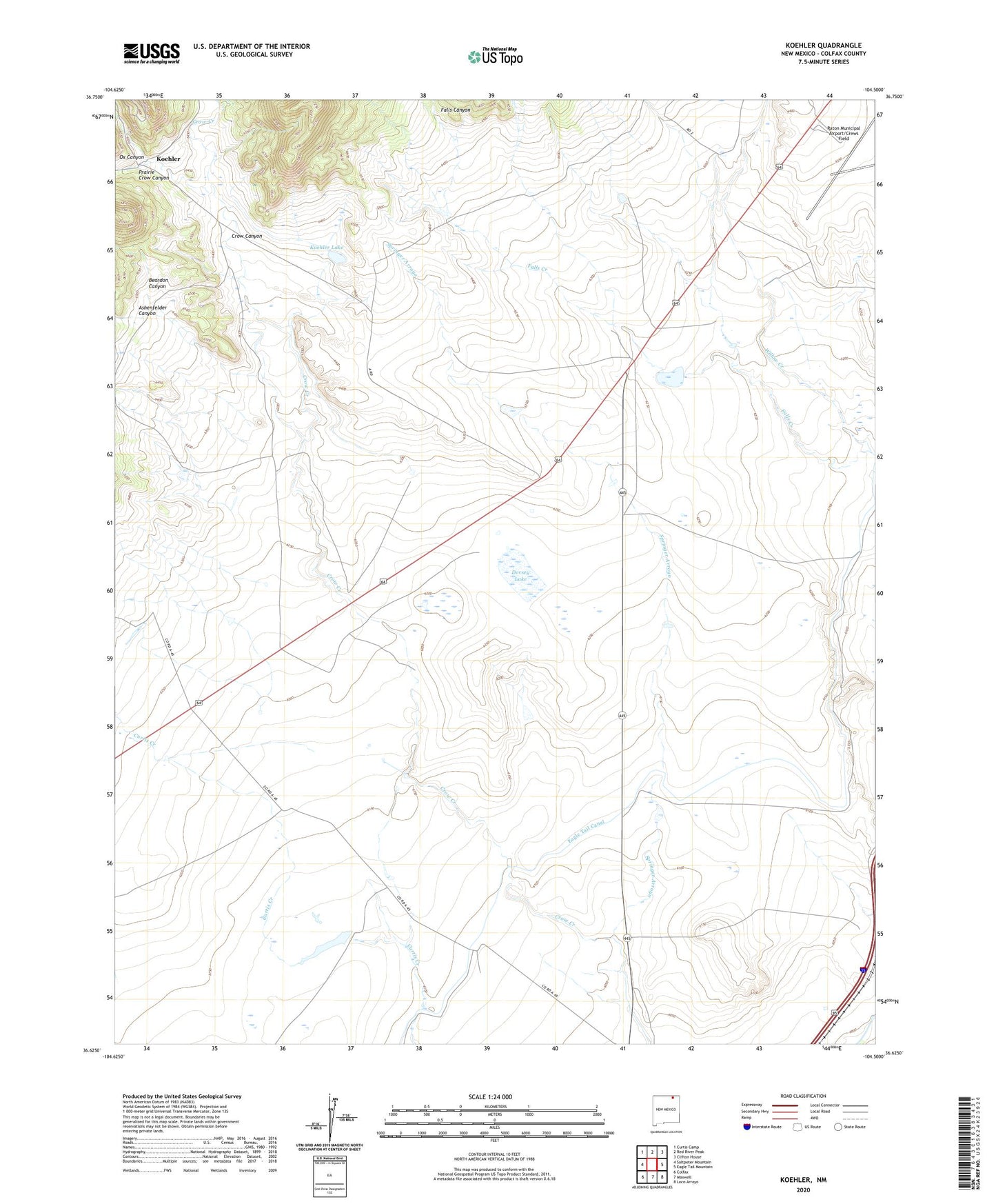 Koehler New Mexico US Topo Map Image