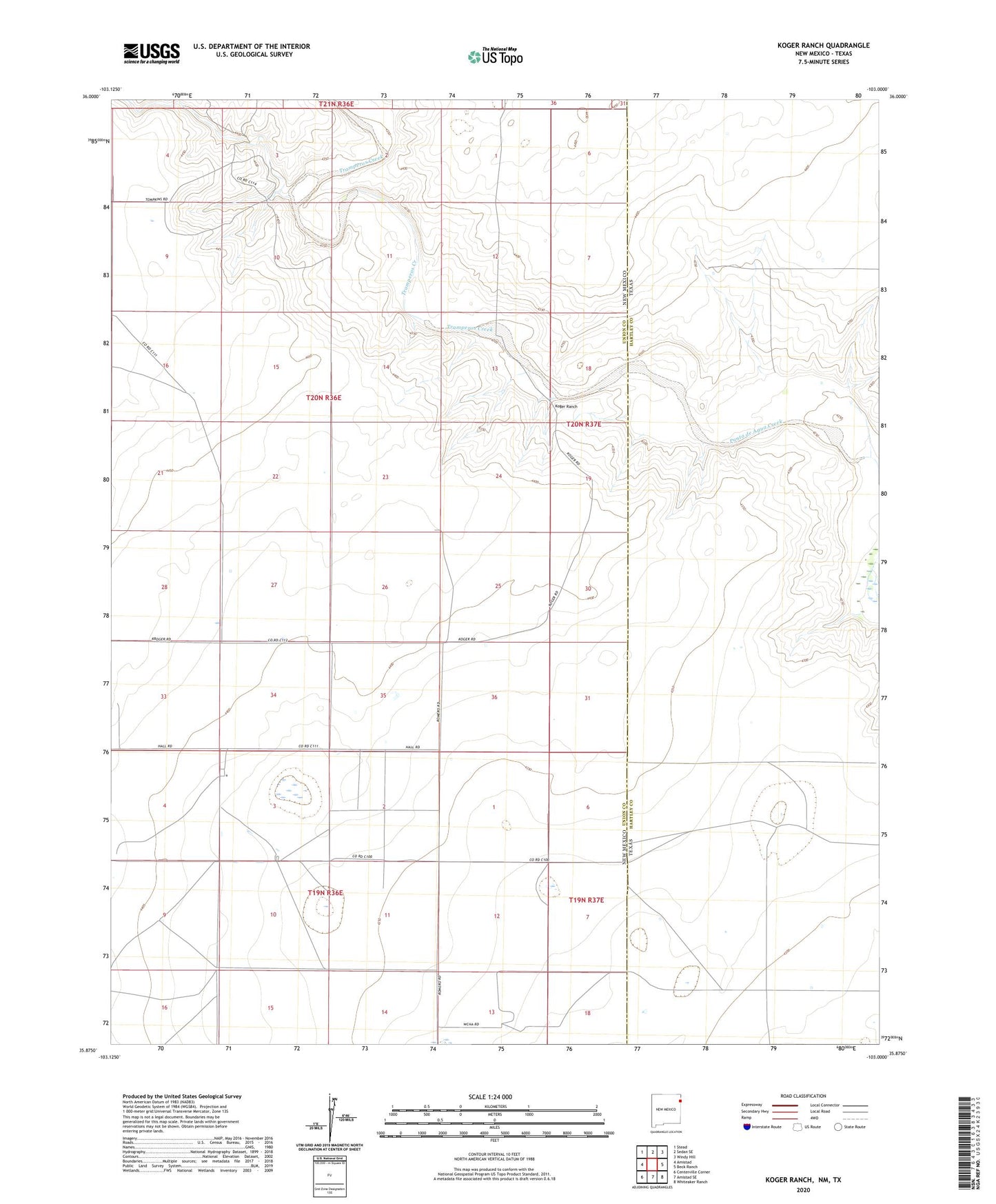 Koger Ranch New Mexico US Topo Map Image