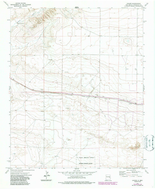 Classic USGS Krider New Mexico 7.5'x7.5' Topo Map Image
