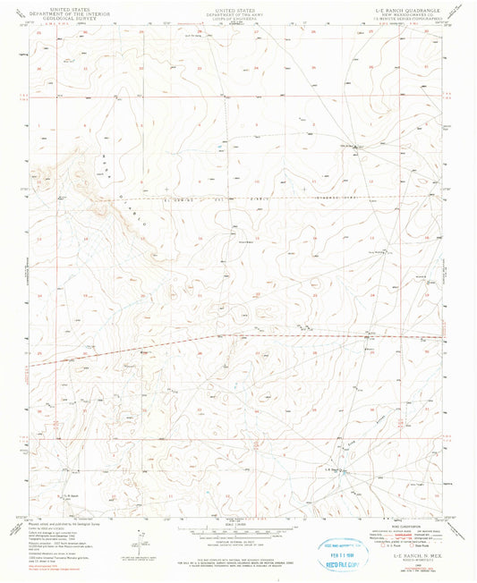 Classic USGS L E Ranch New Mexico 7.5'x7.5' Topo Map Image