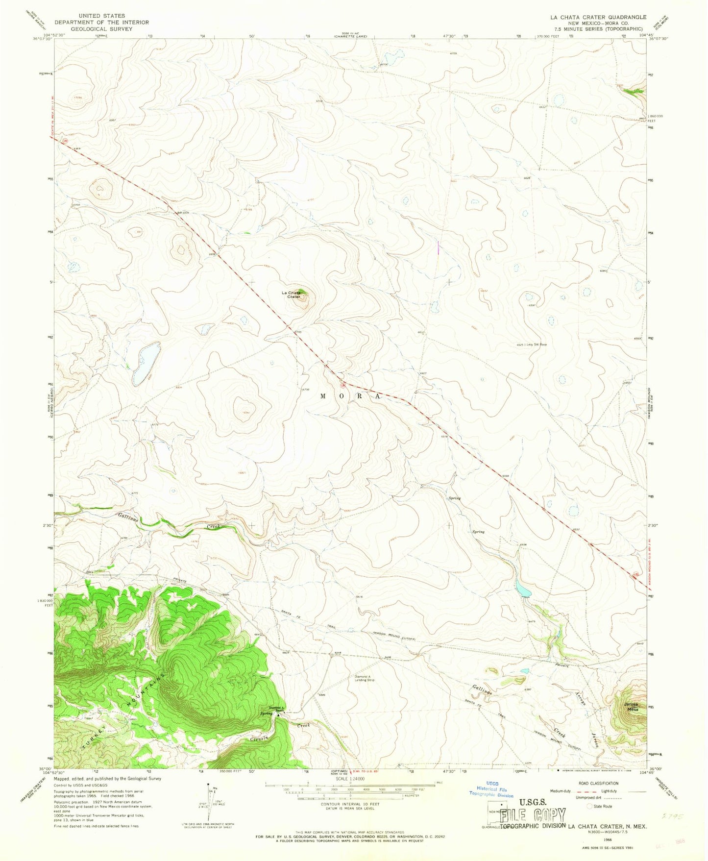Classic USGS La Chata Crater New Mexico 7.5'x7.5' Topo Map Image