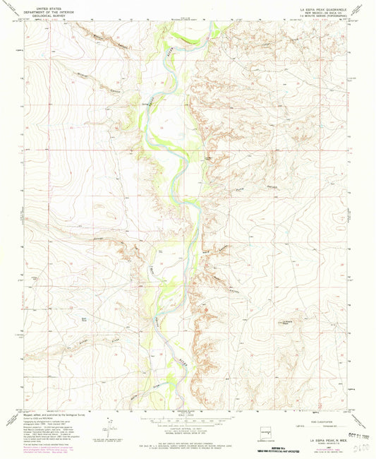 Classic USGS La Espia Peak New Mexico 7.5'x7.5' Topo Map Image