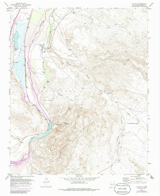 Classic USGS La Joya New Mexico 7.5'x7.5' Topo Map Image