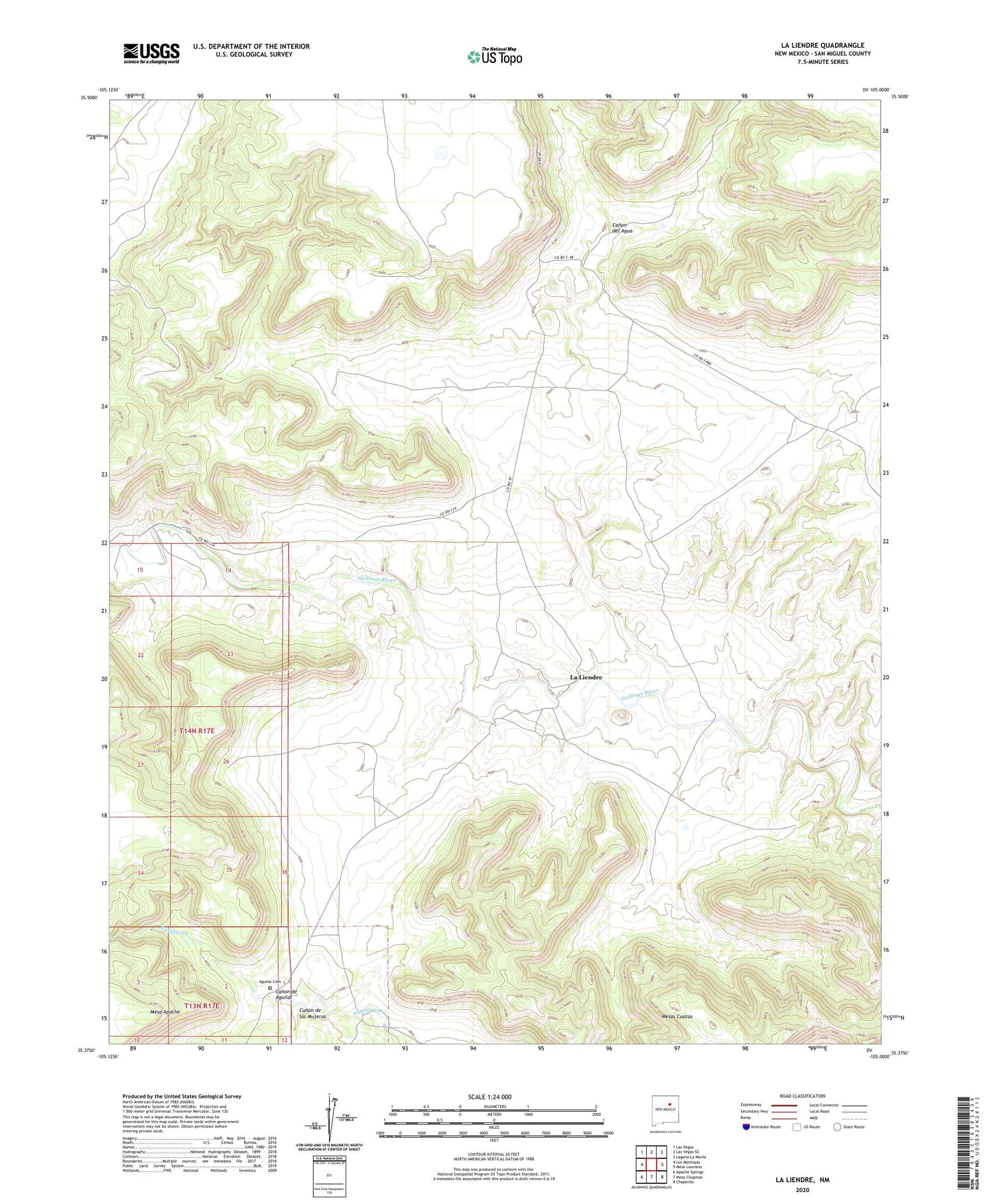 La Liendre New Mexico US Topo Map Image