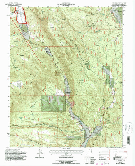 Classic USGS La Madera New Mexico 7.5'x7.5' Topo Map Image