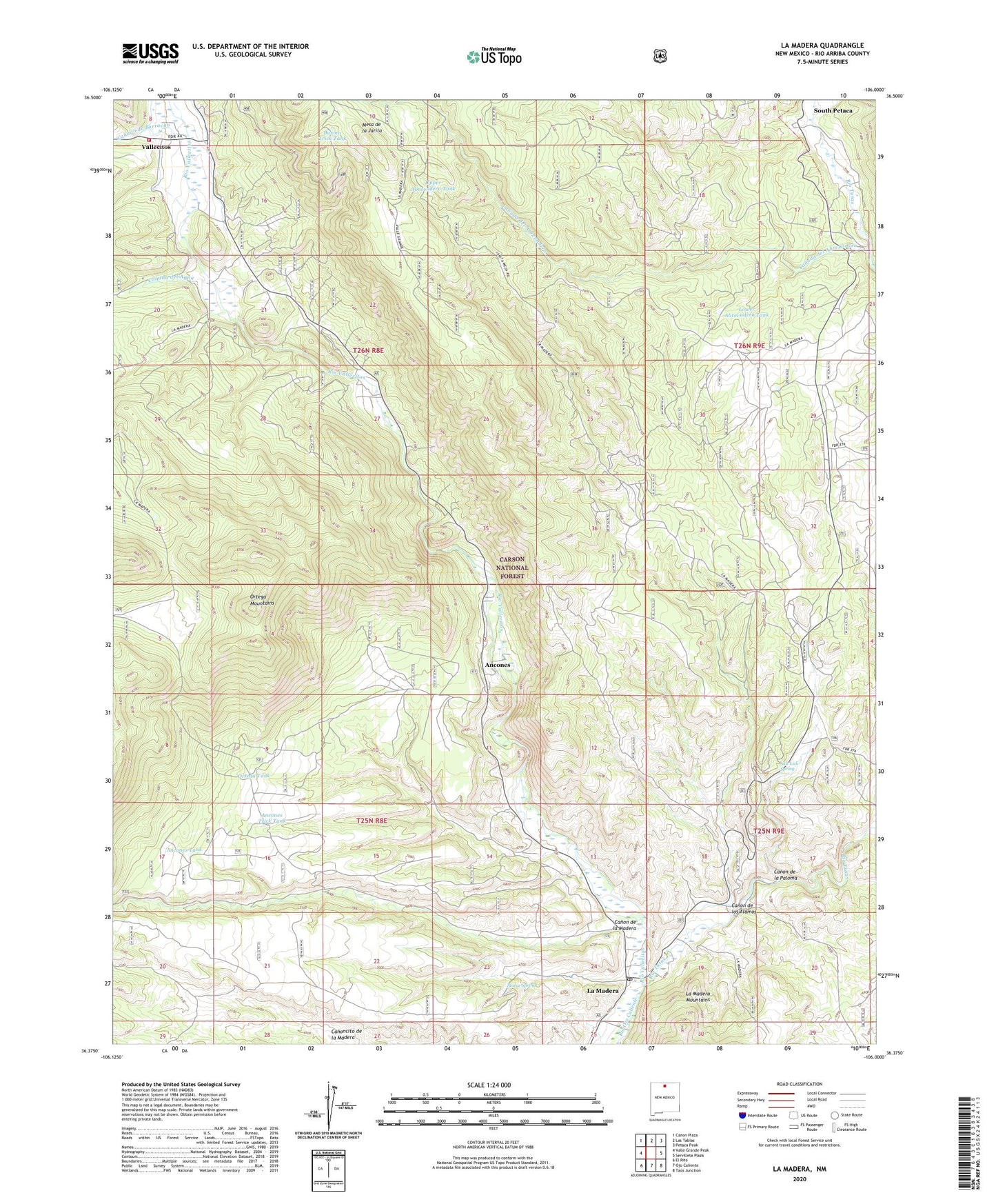 La Madera New Mexico US Topo Map Image