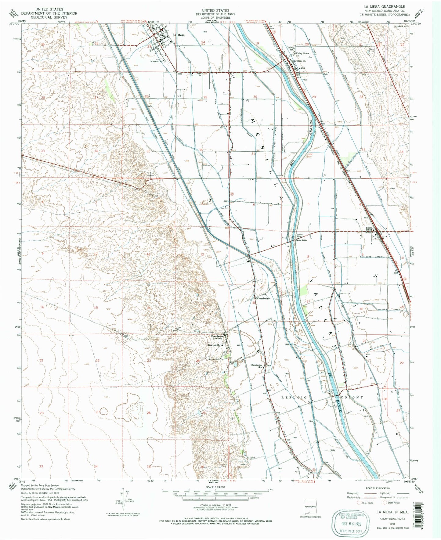 Classic USGS La Mesa New Mexico 7.5'x7.5' Topo Map Image