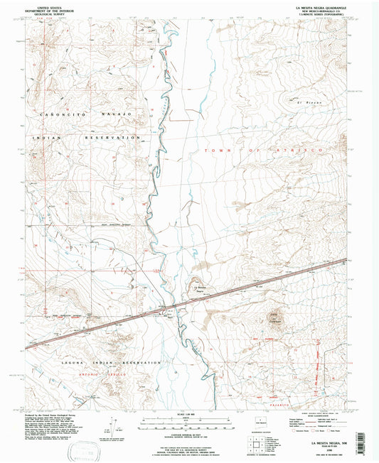 Classic USGS La Mesita Negra New Mexico 7.5'x7.5' Topo Map Image