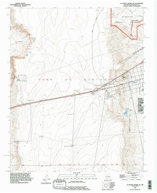 Classic USGS La Mesita Negra SE New Mexico 7.5'x7.5' Topo Map Image