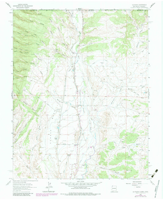 Classic USGS La Plata New Mexico 7.5'x7.5' Topo Map Image