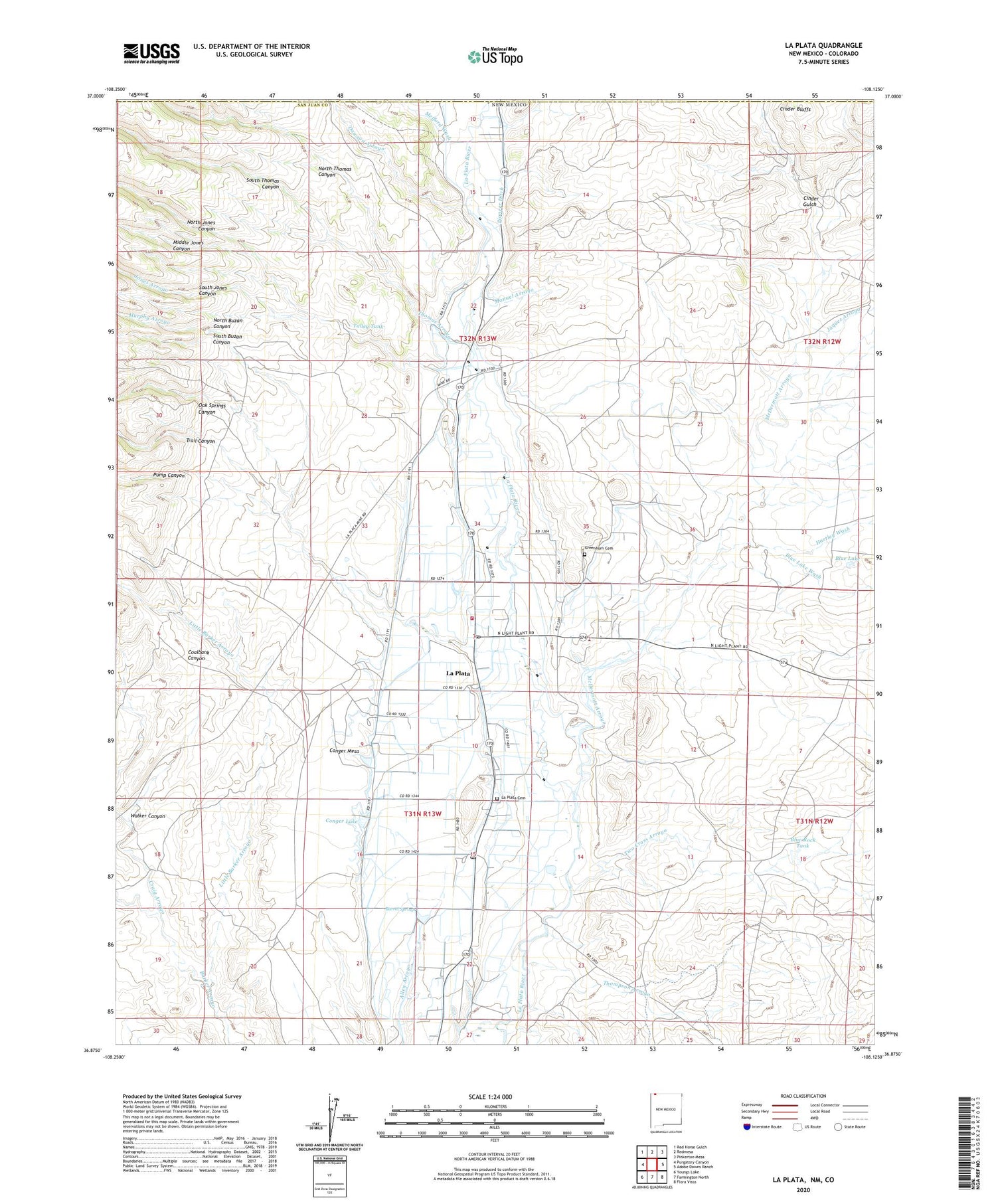 La Plata New Mexico US Topo Map Image