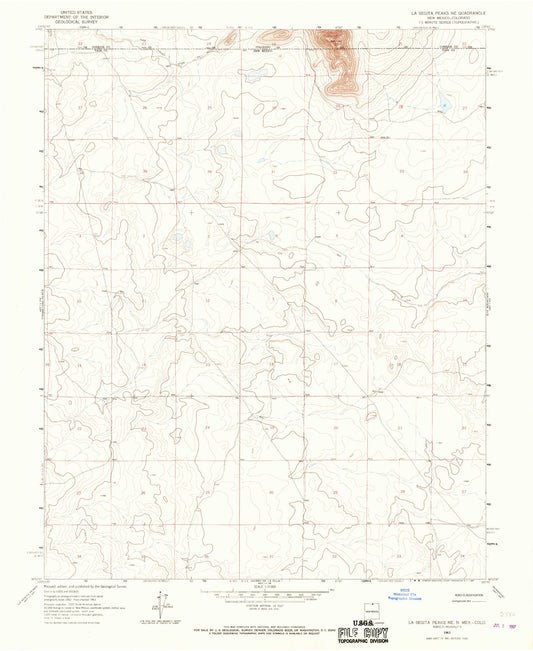 Classic USGS La Segita Peaks NE New Mexico 7.5'x7.5' Topo Map Image
