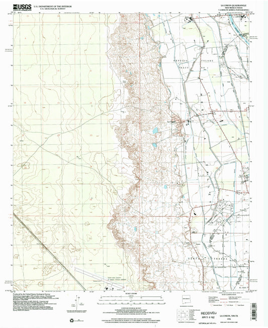 Classic USGS La Union New Mexico 7.5'x7.5' Topo Map Image