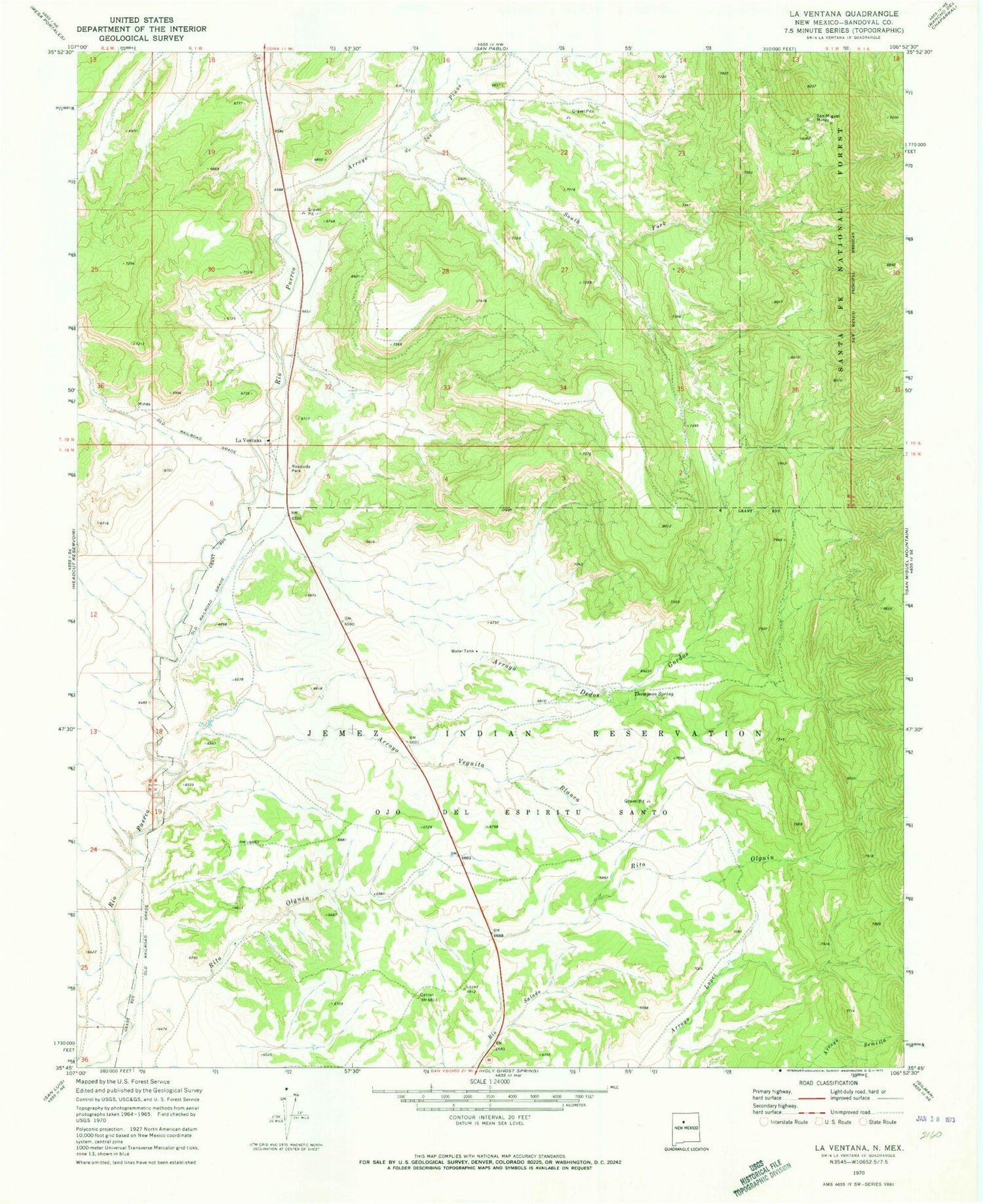 Classic USGS La Ventana New Mexico 7.5'x7.5' Topo Map Image
